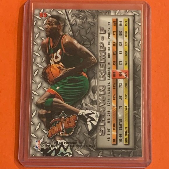 Fleer Toys Shawn Kemp 93 996 Fleer Metal Basketball Trading Card